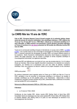Le CNRS f&ecirc;te les 10 ans de l`ERC