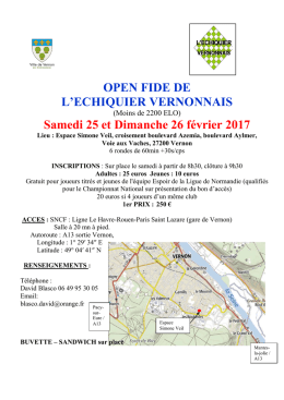 OPEN FIDE DE L`ECHIQUIER VERNONNAIS Samedi 25 et