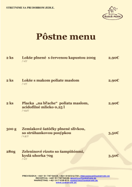 p&ocirc;stne menu