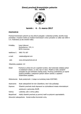 Zimný prechod Kremnickým pohorím 53. ročník termín : 4.