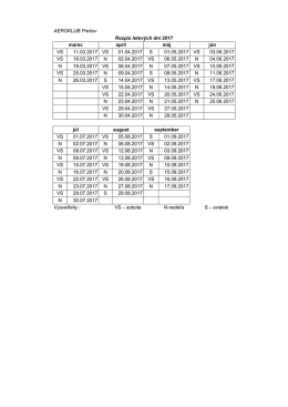 AEROKLUB Prešov Rozpis letových dní 2017 marec apríl máj jún