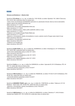 Spoloćnosť ASM Systems sro, reg. vo vlożke Sro 83852/B.Zbl