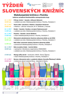 Týždeň slovenských knižníc 13. - 18. 3. 2017