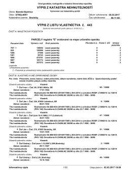 443 VÝPIS Z LISTU VLASTNÍCTVA č. VÝPIS Z