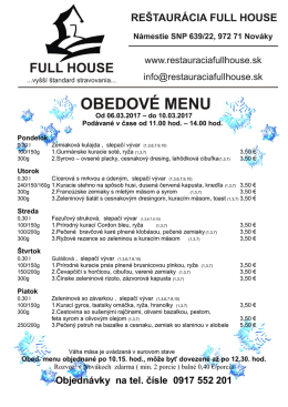 Obedové menu 10. týždeň 06.03.2017