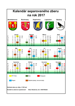 Kalendár separovaného zberu na rok 2017 - abrahamovce