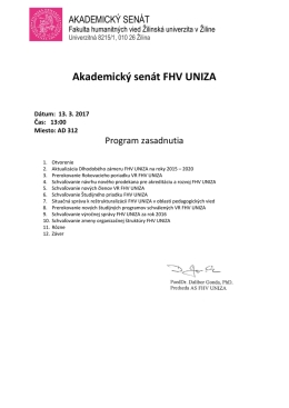 Akademick&yacute; sen&aacute;t FHV UNIZA - Fakulta humanitn&yacute;ch vied