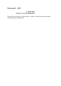 Testovanie 9 &ndash; 2017