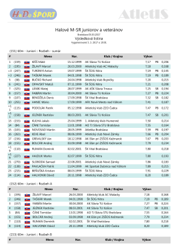 Halové M-SR juniorov a veteránov