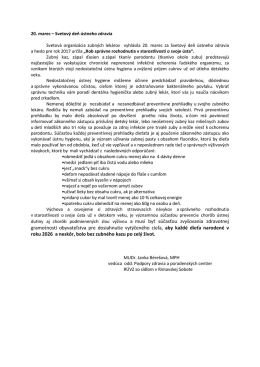 20.03.2017 Svetov&yacute; deň &uacute;stneho zdravia.