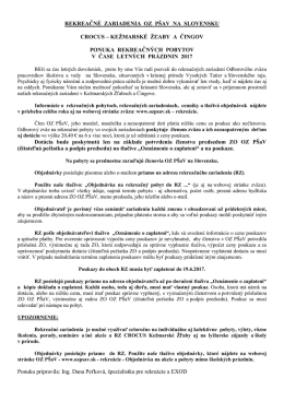 Ponuka pobytov v rekreačnom zariaden&iacute; CROCUS v čase letn&yacute;ch