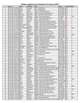 Databáza s online prihlásenými účastníkmi k 6.marcu 2017