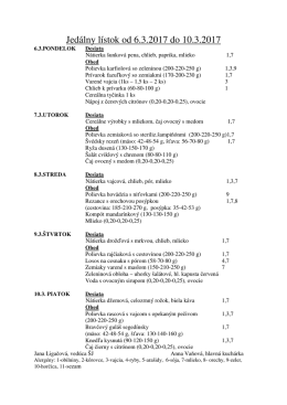 Jedálny lístok od 6.3.2017 do 10.3.2017