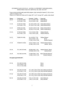 izvedbeni nastavni plan - Medicinski fakultet Mostar