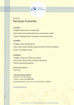 jelovnik - Tjedan restorana
