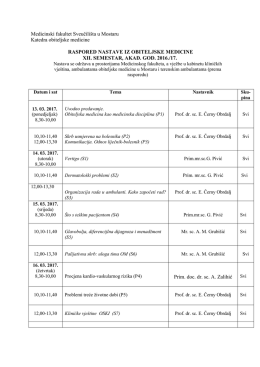 Izvedbeni nastavni plan - Medicinski fakultet Mostar