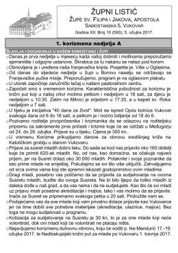 župni listić - Vukovar - Župa sv. Filipa i Jakova | Vukovar