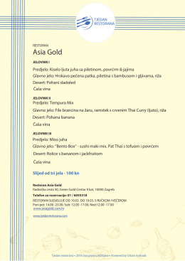 Asia Gold - Tjedan restorana