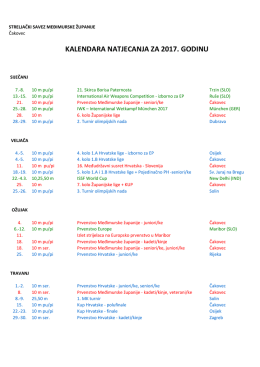 Kalendar natjecanja za 2017. godinu