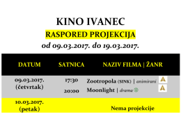 Raspored projekcija do 19.03.2017.