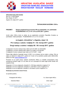 Raspis podmladak - Hrvatski kuglački savez