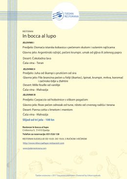 In bocca al lupo - Tjedan restorana
