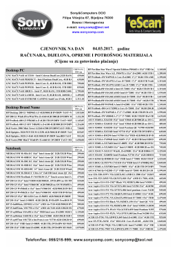 Cijene su za gotovinsko plaćanje