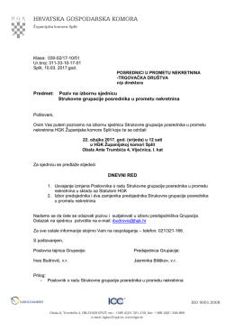 Predmet: Poziv na izbornu sjednicu Strukovne grupacije posrednika