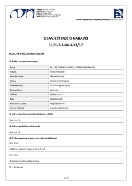 obavje&scaron;tenje o nabavci 1171-7-1-84-3-13/17