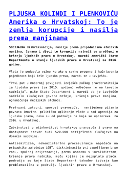 PLJUSKA KOLINDI I PLENKOVIĆU Amerika o Hrvatskoj
