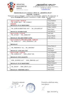 Delegiranje 17.kolo 1.NL "SREDI&Scaron;TE SPLIT"