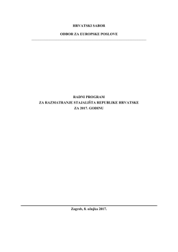 Radni program za razmatranje stajali&scaron;ta Republike