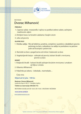 Dvorac Mihanović - Tjedan restorana