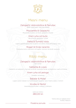 Mesni menu Riblji menu - Restaurant Posat Dubrovnik