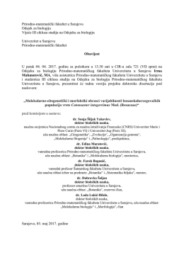 Prirodno-matematički fakultet u Sarajevu Odsjek za biologiju Vijeće