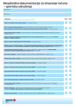 Neophodna dokumentacija za otvaranje računa