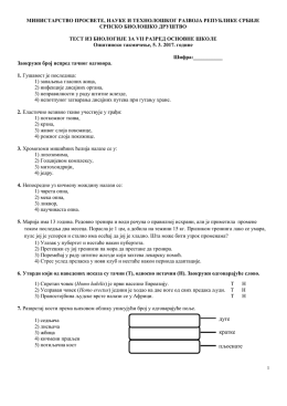 Општинско такмичење из биологије VII разред