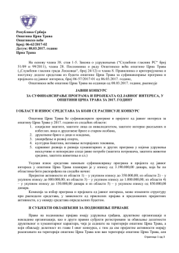 Јавни конкурс за суфинансирање програма и пројеката од јавног