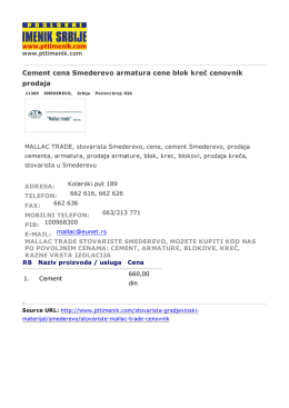 Cement cena Smederevo armatura cene blok