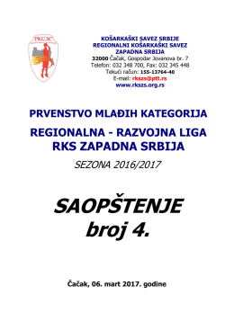 SAOPŠTENJE broj 4.