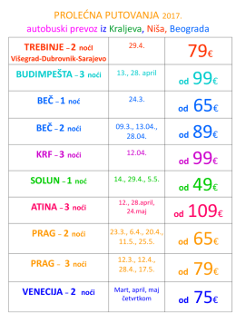 PROLEĆNA PUTOVANJA 2017.