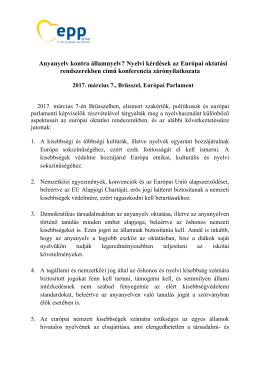 Anyanyelv kontra &aacute;llamnyelv? Nyelvi k&eacute;rd&eacute;sek az Eur&oacute;pai