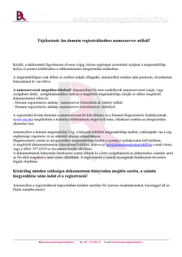 Domain regisztr&aacute;ci&oacute;s adatlap- name server biztos&iacute;t&aacute;sa n&eacute;lk&uuml;l