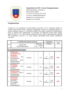Leendő diákoknak - Székesfehérvári SzC I. István Szakgimnáziuma