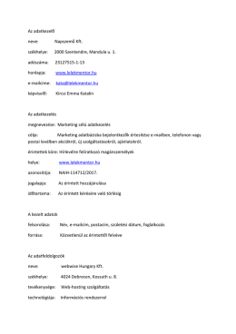 Adatkezelési nyilatkozat