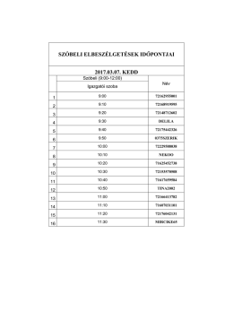Pót szóbeli elbeszélgetés 2017.03.07. kedd