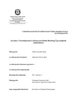 Javaslat a Városfejlesztési és Környezetvédelmi