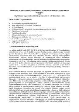 Tájékoztató az adózás rendjéről szóló törvény szerinti ügyek