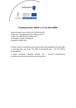 Projektazonosító: GINOP-1.2.2-15-2015