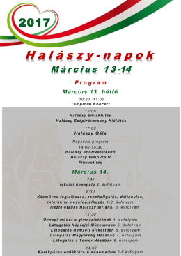 P r o g r a m M&aacute;rcius 13. h&eacute;tfő M&aacute;rcius 14.